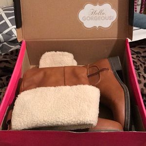 Charlotte Russe versatile cognac buckle boots. 7